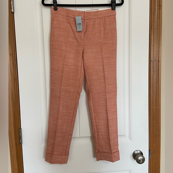 NWT Ann Taylor Petite High Waist Ankle Pant in Plaid Flamingo - Picture 2 of 5